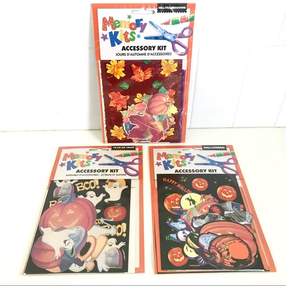 Vintage 1980’s Halloween Fall sticker craft kits set of 3